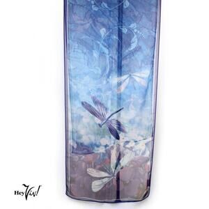 Vintage Galleria Enterprises Long Art Scarf Blue Dragonfly Floral 18x70 -Hey Viv